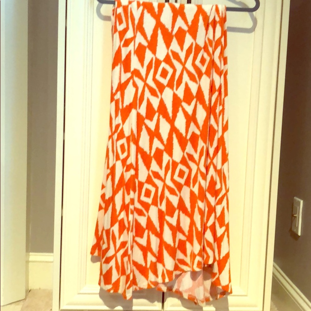 Orange and White Maxi Skirt